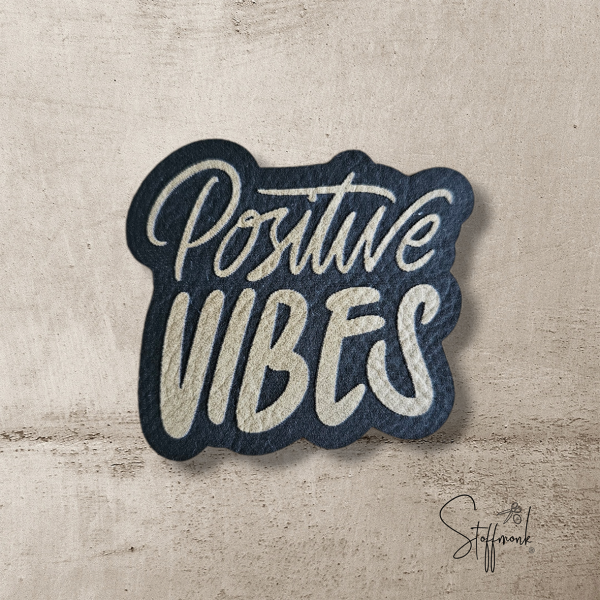 Label  " Positive Vibes - OUTLINE " -  ca. 5 cm  hoch - Kunstleder ++ Farbauswahl ++